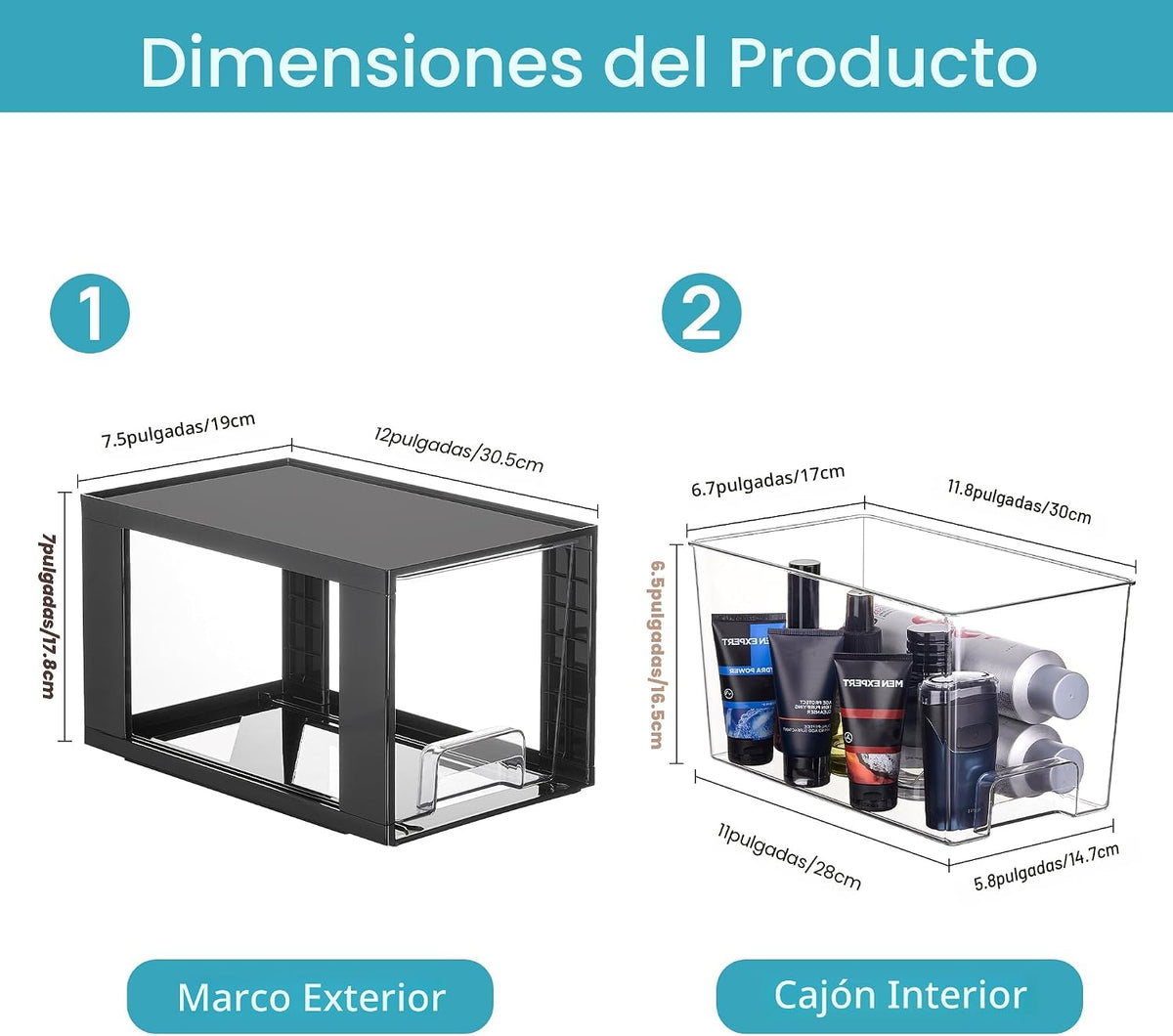 Vtopmart Paquete de 4 cajones de almacenamiento apilables grandes,...