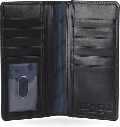 Harley-Davidson Cartera Rodeo de piel auténtica con bloqueo RFID pa...