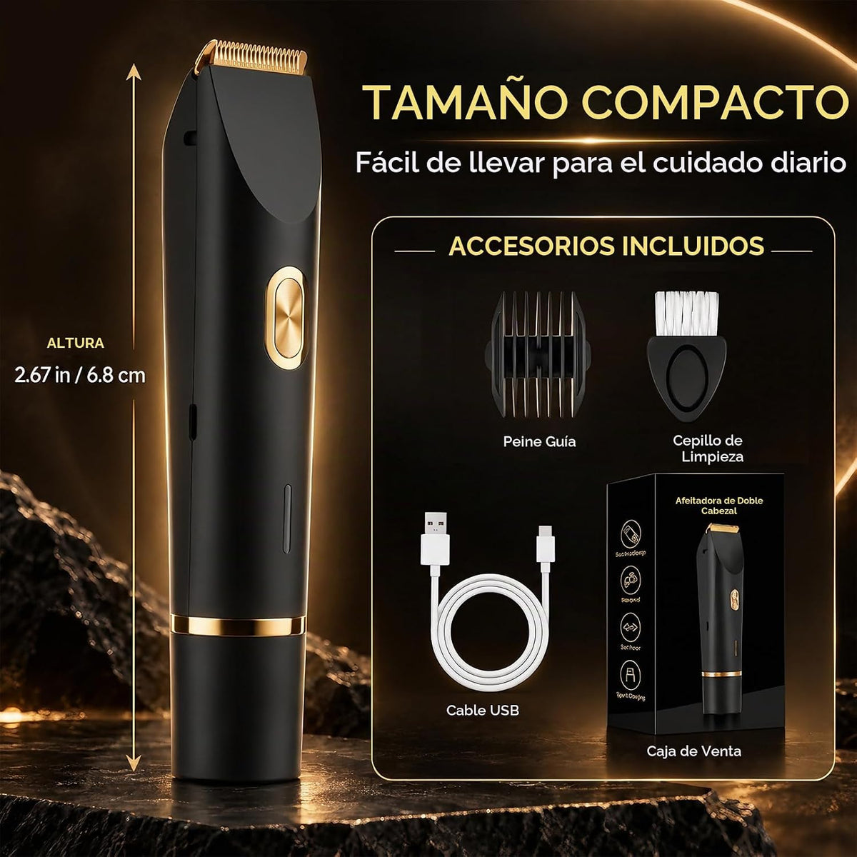 Afeitadora eléctrica impermeable 2 en 1 para mujer, color negro | D...