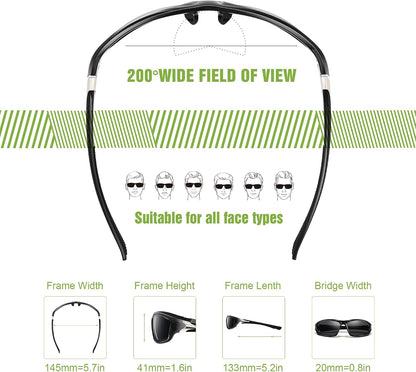 Foliful Paquete de 3 lentes de sol deportivos polarizados para homb...