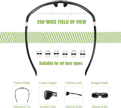 Foliful Paquete de 3 lentes de sol deportivos polarizados para homb...