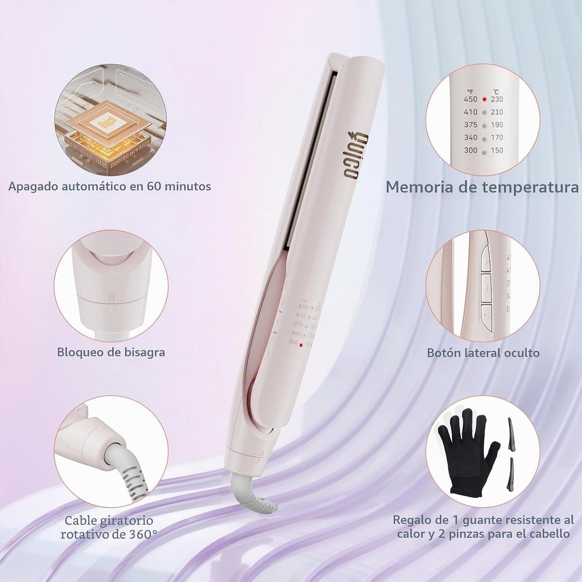 Quico Enderezadora de pelo, 100-240V de doble voltaje Plancha de pe...
