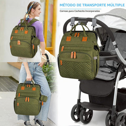 KABAQOO Mochila para pañales con estación de cambio desmontable, bo...