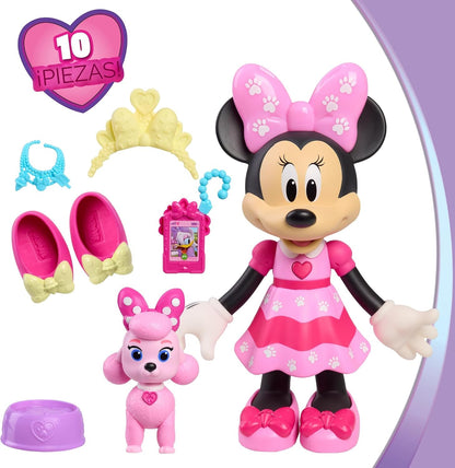 Disney Jr. Minnie Mouse Pet Fun Doll, muñeca Minnie articulada de 1...