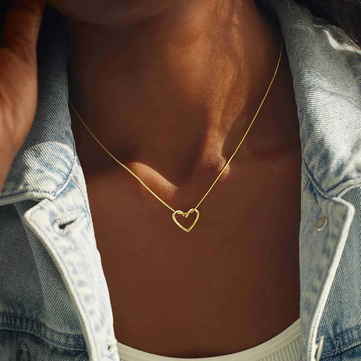 LOVECOM Collar de plata de ley S925 con corazón para mujer, delicad...