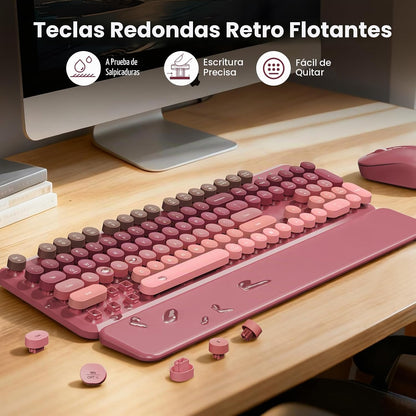Combo de teclado y mouse inalámbricos, reposamuñecas magnético, ros...