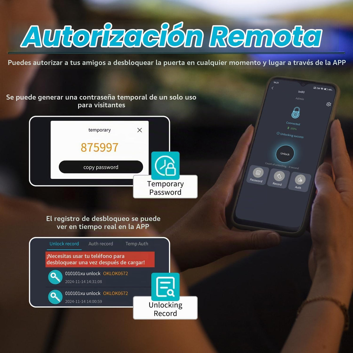 SFW Caja de cerradura inteligente, caja de llaves Bluetooth con con...