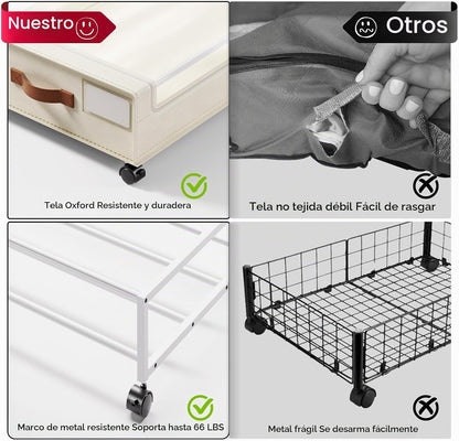 Yecaye Almacenamiento debajo de la cama con ruedas, paquete de 2, c...