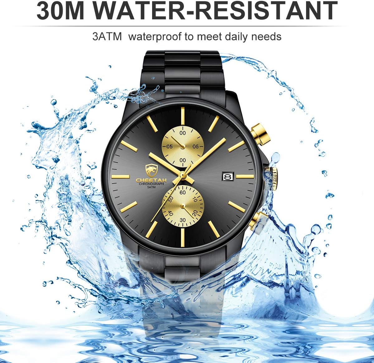 GOLDEN HOUR Fashion Business - Relojes para hombre con cronógrafo,...