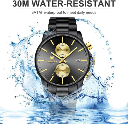 GOLDEN HOUR Fashion Business - Relojes para hombre con cronógrafo,...