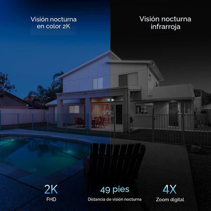 Oculview Cámaras de seguridad solar 2K inalámbricas para exteriores...