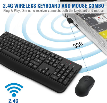 EDJO - Combo de teclado y mouse inalámbricos, teclado ergonómico de...