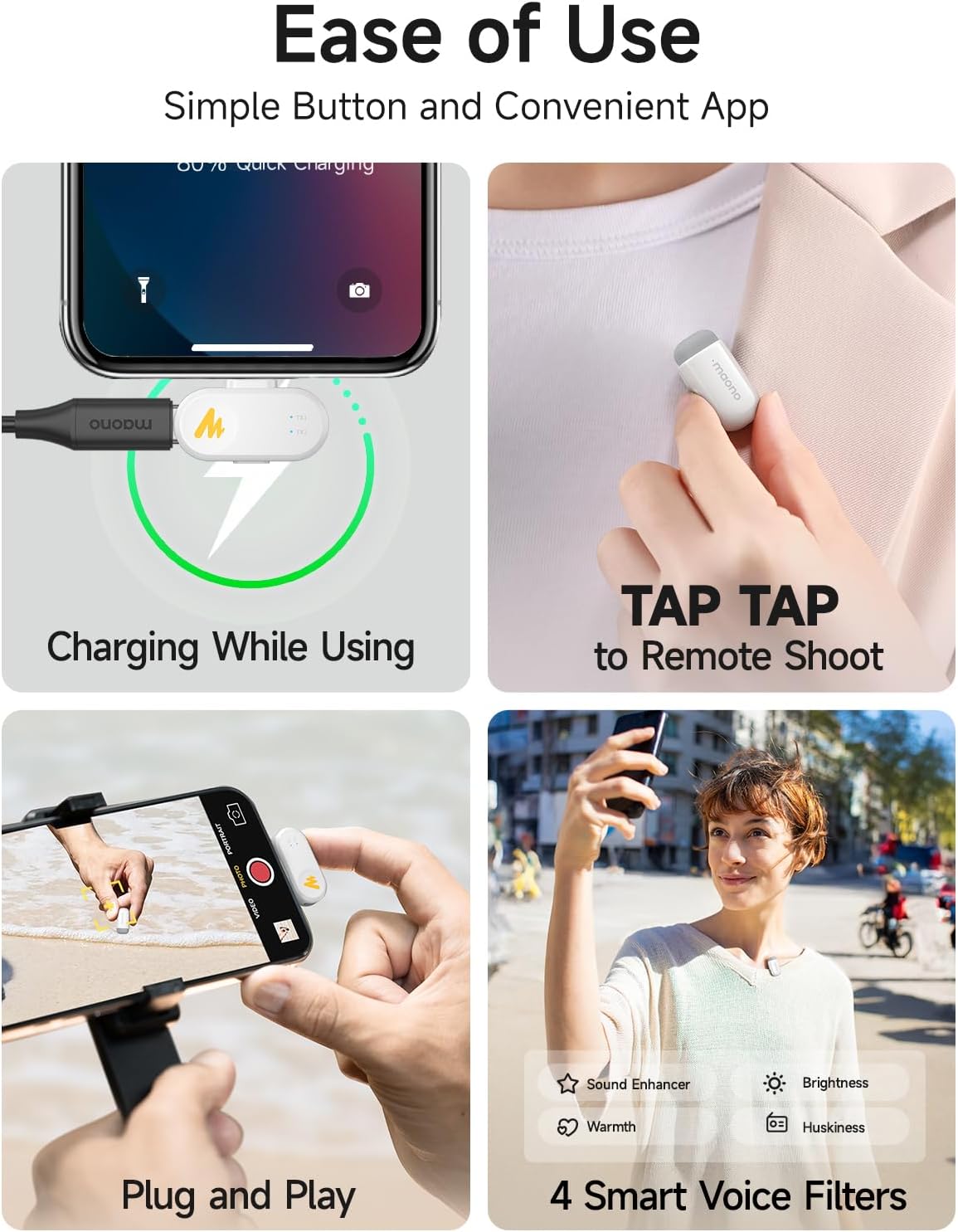 MAONO T1 Mini micrófono inalámbrico Lavalier para iPhone y Android...