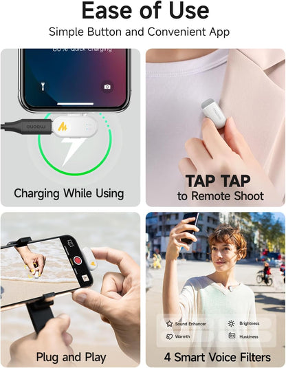 MAONO T1 Mini micrófono inalámbrico Lavalier para iPhone y Android...