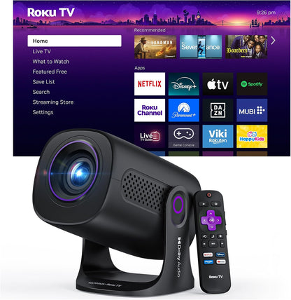 HAPPRUN Mini proyector inteligente Roku TV con WiFi y Bluetooth par...