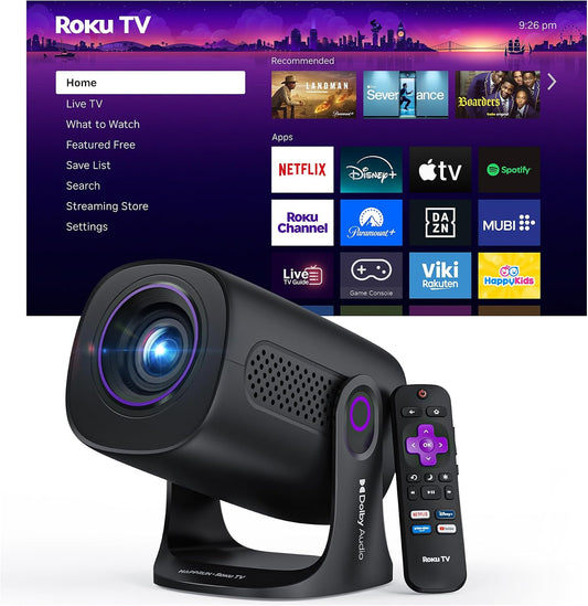 HAPPRUN Mini proyector inteligente Roku TV con WiFi y Bluetooth par...