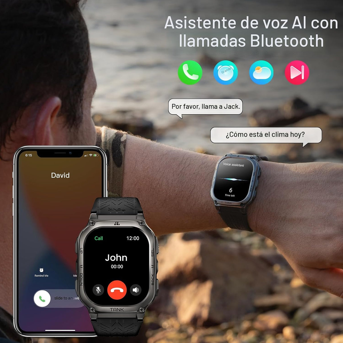 AMAZTIM Reloj Inteligente, Batería Extra Larga de 60 Días, Resisten...