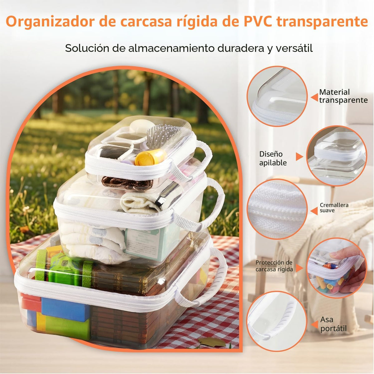 Artículos esenciales de viaje para artículos de tocador, funda rígi...