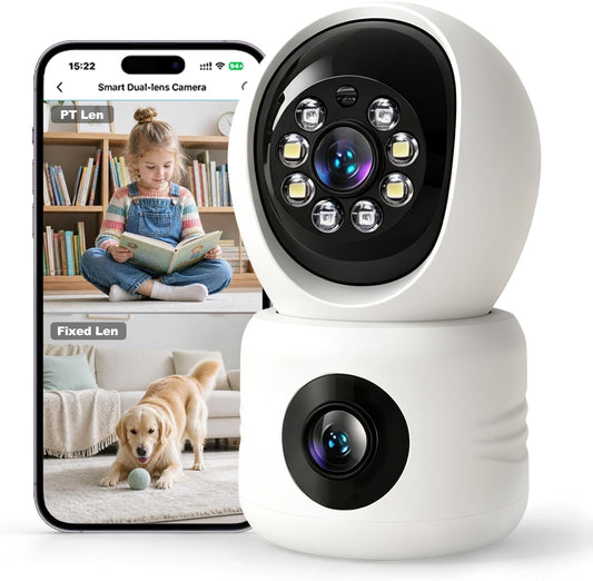 Firskids Cámara de seguridad interior, monitor de bebé de doble len...