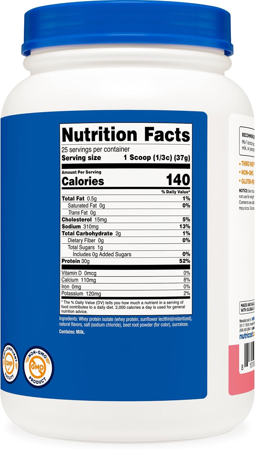 Nutricost - Proteína aislada de suero de leche, sabor batido de fre...