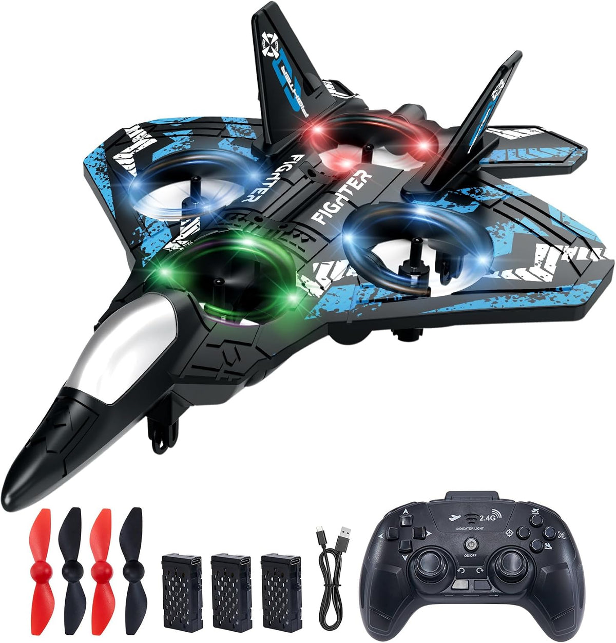 Drones para niños Avión RC de espuma, avión de control remoto, 3 ba...