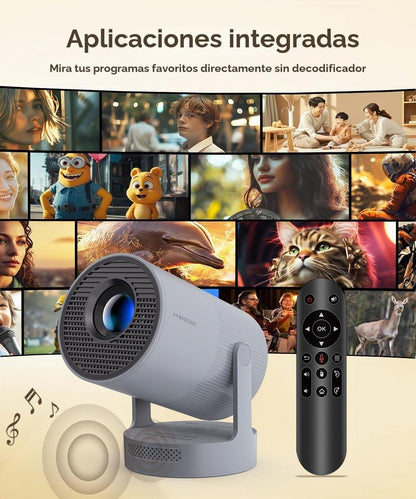 【Enfoque eléctrico】Mini proyector portátil con soporte WiFi y Bluet...