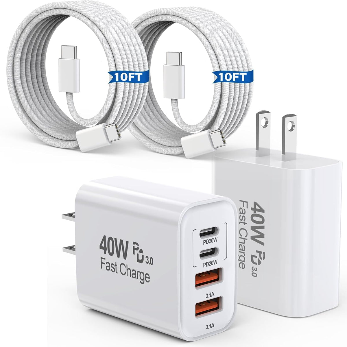 Cargador de 10 pies para iPhone 17, 16, 15 Pro, paquete de 2 cables...