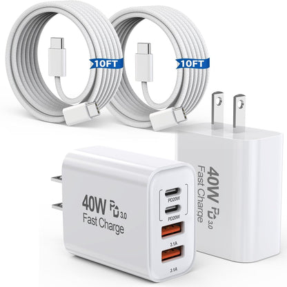 Cargador de 10 pies para iPhone 17, 16, 15 Pro, paquete de 2 cables...