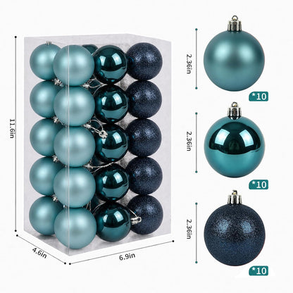 Adornos de bola de Navidad de 30 quilates, decoración de árbol de N...