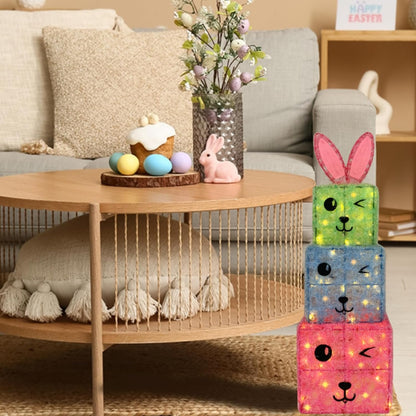 Juego de 3 cajas de regalo iluminadas de Navidad, diseño de conejo,...
