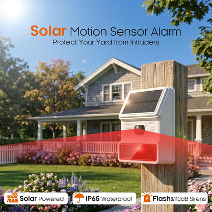 Hapippofa Alarma solar con sensor de movimiento, sirena estroboscóp...