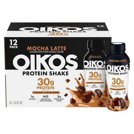 Oikos Batido de proteína de 1.06 oz, Mocha Latte, estable en el alm...