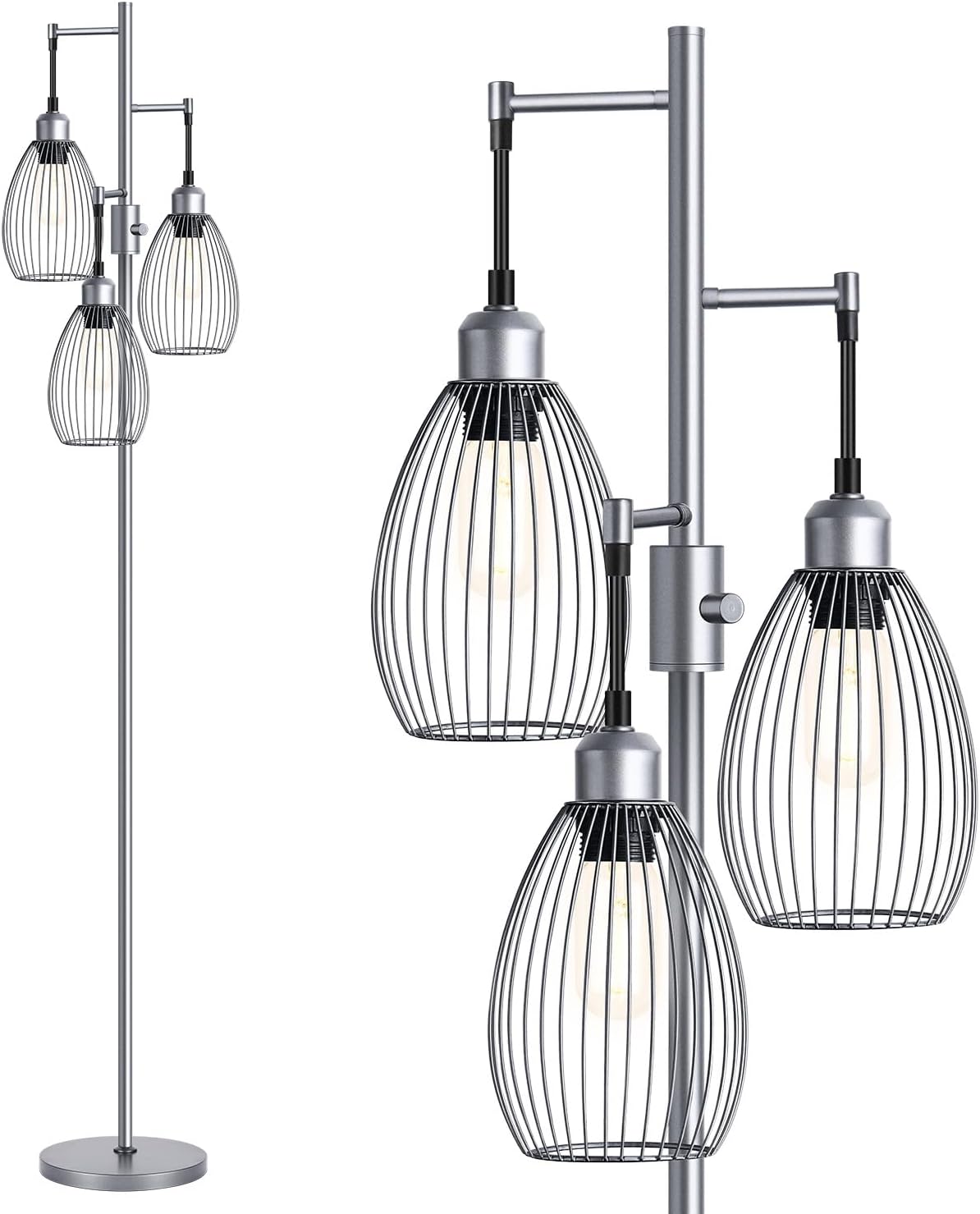 Lámpara de pie regulable Nintiue, 3 bombillas LED Edison de 800LM i...