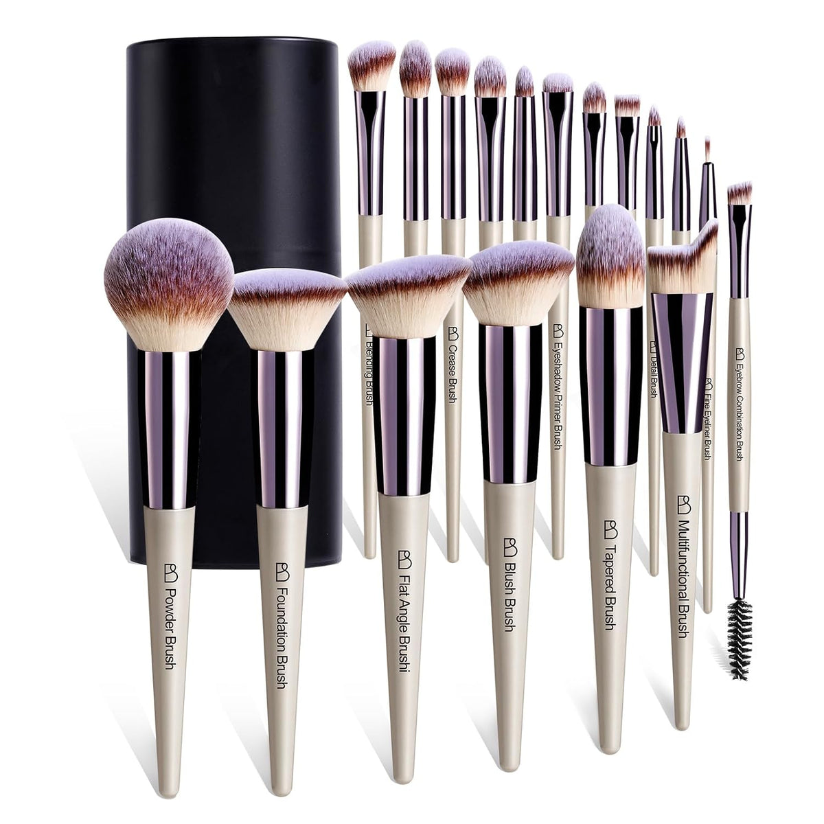 BS-MALL Juego de 18 brochas de maquillaje profesionales para base d...