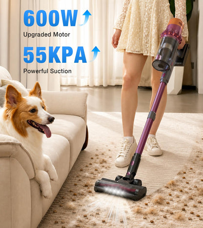 Aspiradora inalámbrica, 600 W 55 KPa para el hogar, potente aspirad...