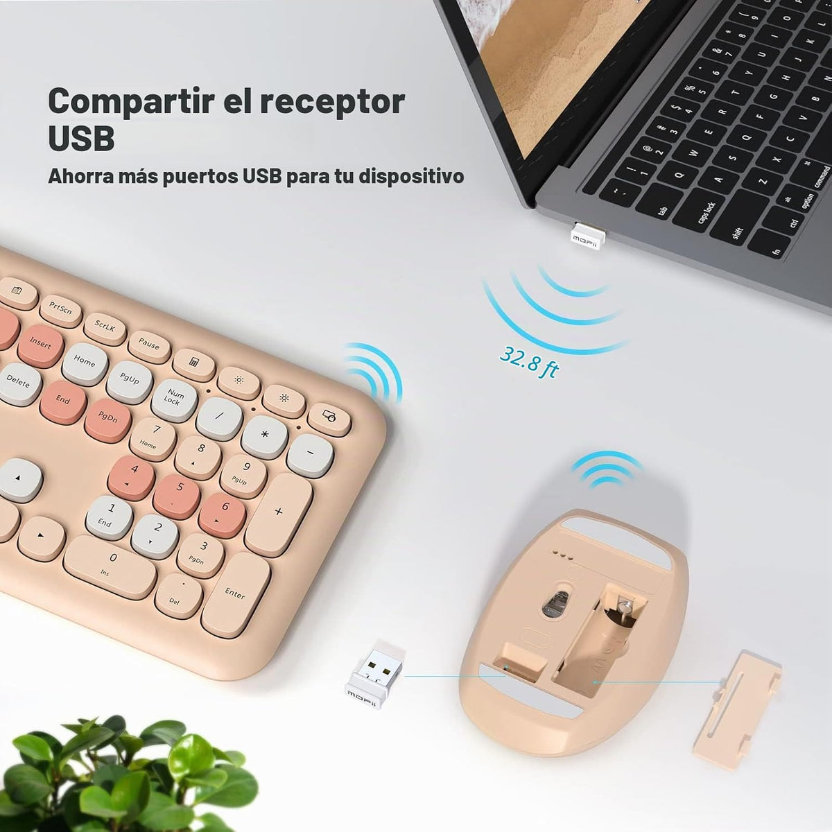 MOFII Combo de mouse y teclado inalámbricos 2.4 GHz, tamaño complet...