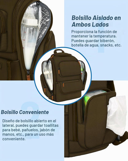 Mancro Mochila para pañales, mochila multifuncional grande para beb...