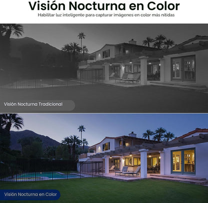 Cámara interior/exterior AOQEE 2K, resistente al agua IP65 y luz bl...