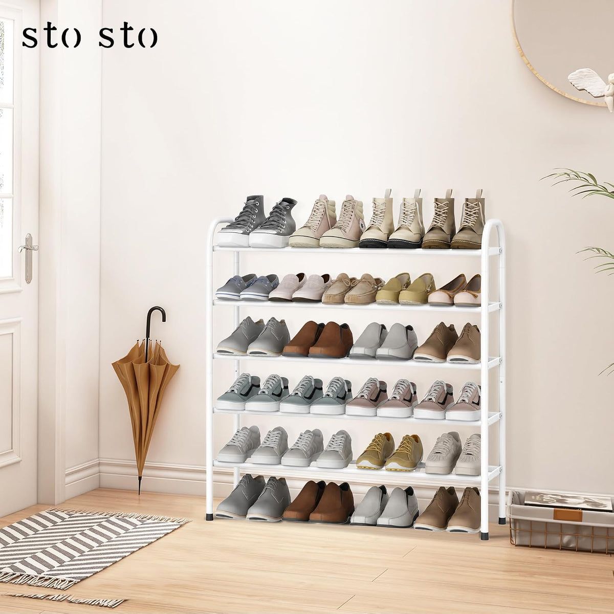 STO STO Zapatero expandible de 5 niveles para armario, entrada, 24...