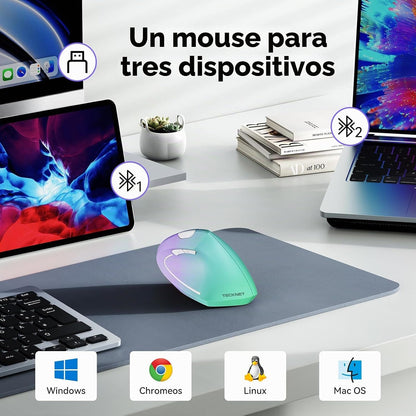 TECKNET Ratón ergonómico, 4800 DPI inalámbrico Bluetooth vertical,...