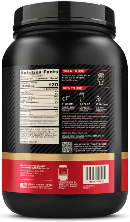Optimum Nutrition Estándar dorado 100% Proteína de Suero de Leche e...