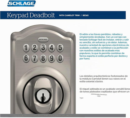 Schlage Cerradura de cerrojo para teclado electrónico, borde Camelo...
