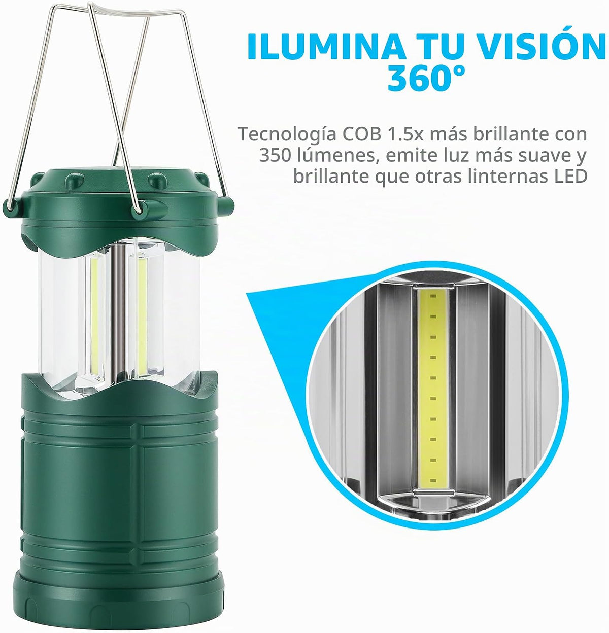 Lichamp Linterna LED de camping, paquete de 4 linternas alimentadas...