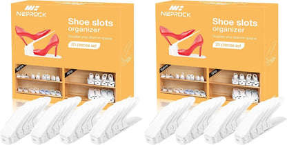 Neprock Organizador de ranuras para zapatos, paquete de 40 estantes...