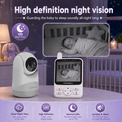 HelloBaby Monitor de bebé de 4" con cámara y audio, sin monitor...