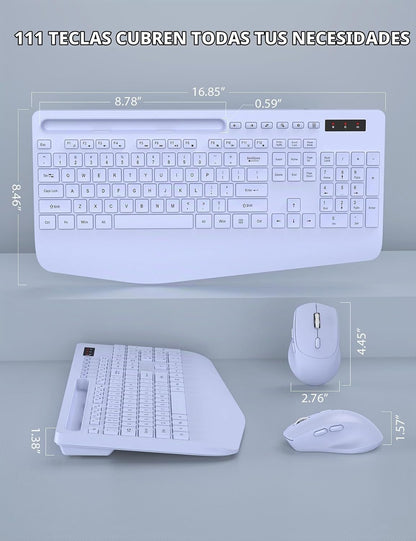 Combo de teclado y mouse inalámbrico - Teclado ergonómico de tamaño...