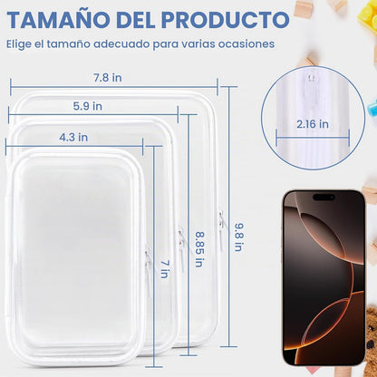YOPCDJ Paquete de 3 fundas rígidas transparentes con cremallera, Bl...