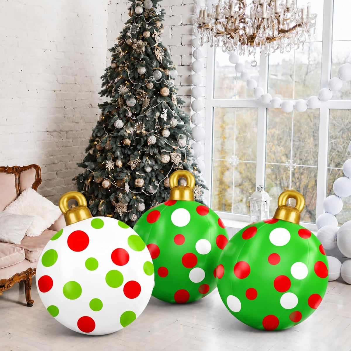 Jetec 2 adornos inflables de Navidad de 32 pulgadas, rojo, verde, b...