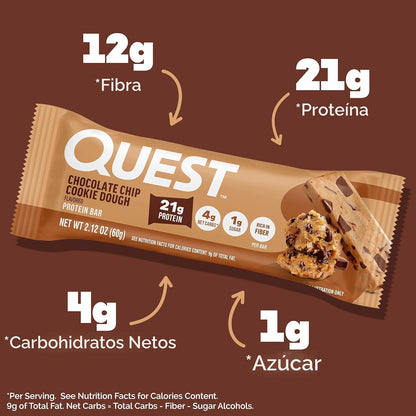 Quest Nutrition Barras de proteína de masa de galletas con chispas...