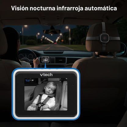 VTech Cámara de coche para bebé para asiento trasero, visor de mont...